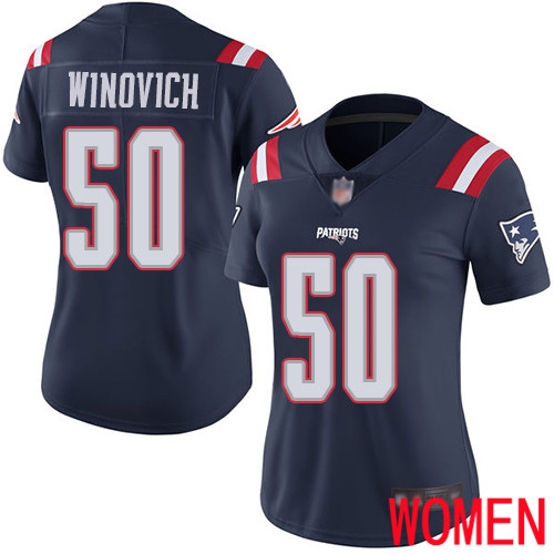 New England Patriots Football #50 Rush Vapor Limited Navy Blue Women Chase Winovich NFL Jersey->youth nfl jersey->Youth Jersey
